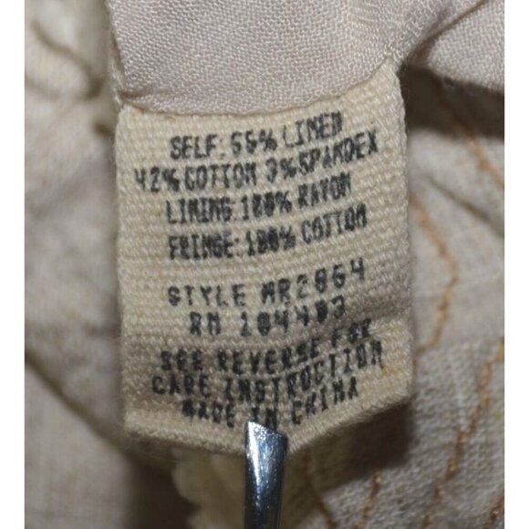 Moon River Beige Crop Tank Top Size M Linen Blend Fringe Rope Straps Cottage - Picture 11 of 12